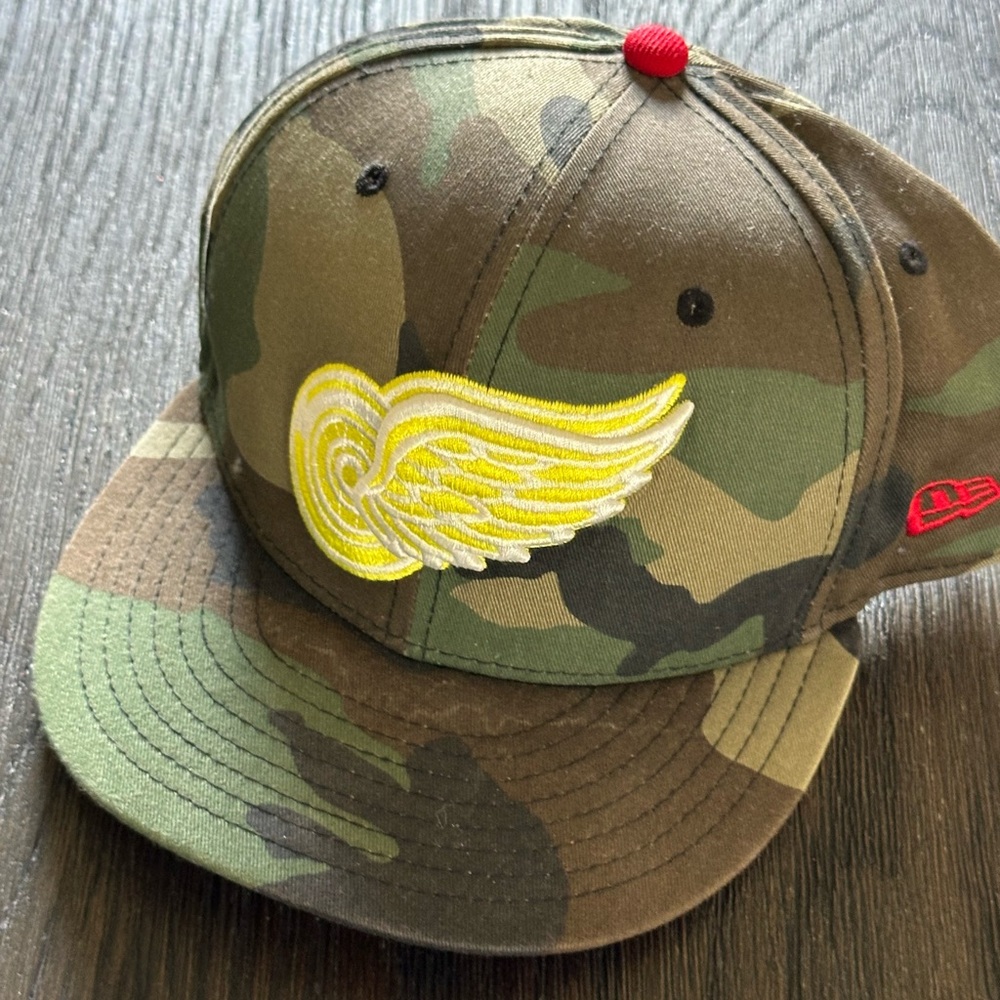 Camouflage Snapback Cap with Yellow Wing Patch